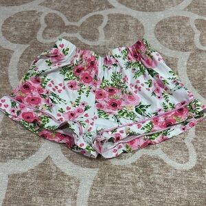 Tahari White Floral Girls' Shorts with Pink Roses